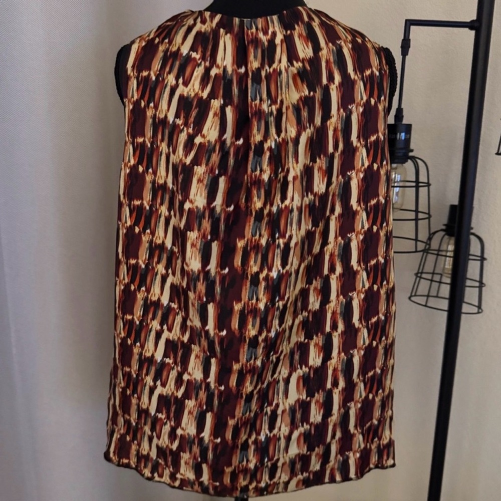 Joie Silk Halter Blouse Malta Cross Neck Red Orange Print Size M - Picture 5 of 8